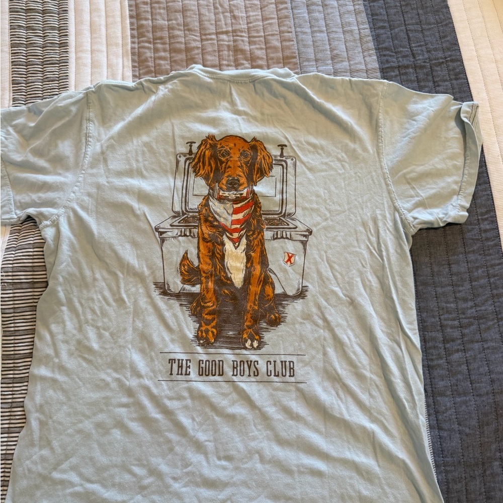 Light Blue 'Good Boys Club' Dog Graphic Short Sleeve Tee